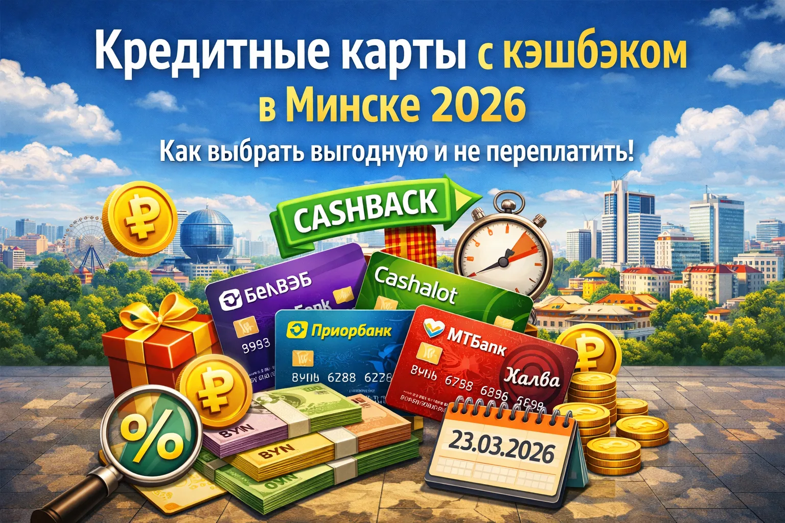 Кредитные карты с кэшбэком в Минске 2026 сравнение банков БелВЭБ Приорбанк МТБанк Cashalot деньги и cashback
