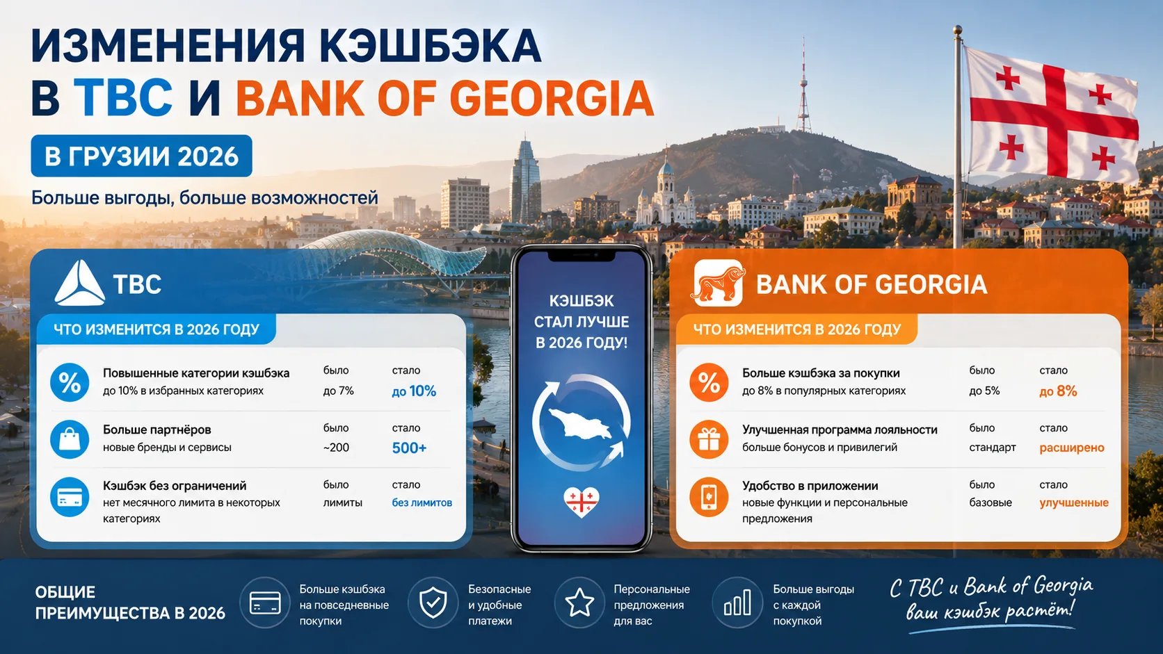 Изменения кэшбэка в TBC и Bank of Georgia в Грузии 2026
