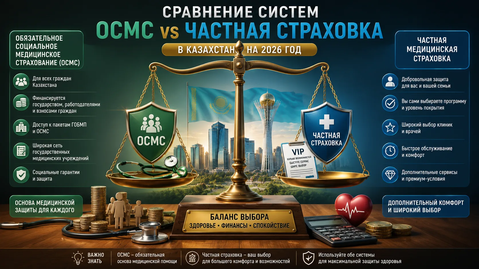 Медицинское страхование в Казахстане 2026: ОСМС и частные программы – полный анализ