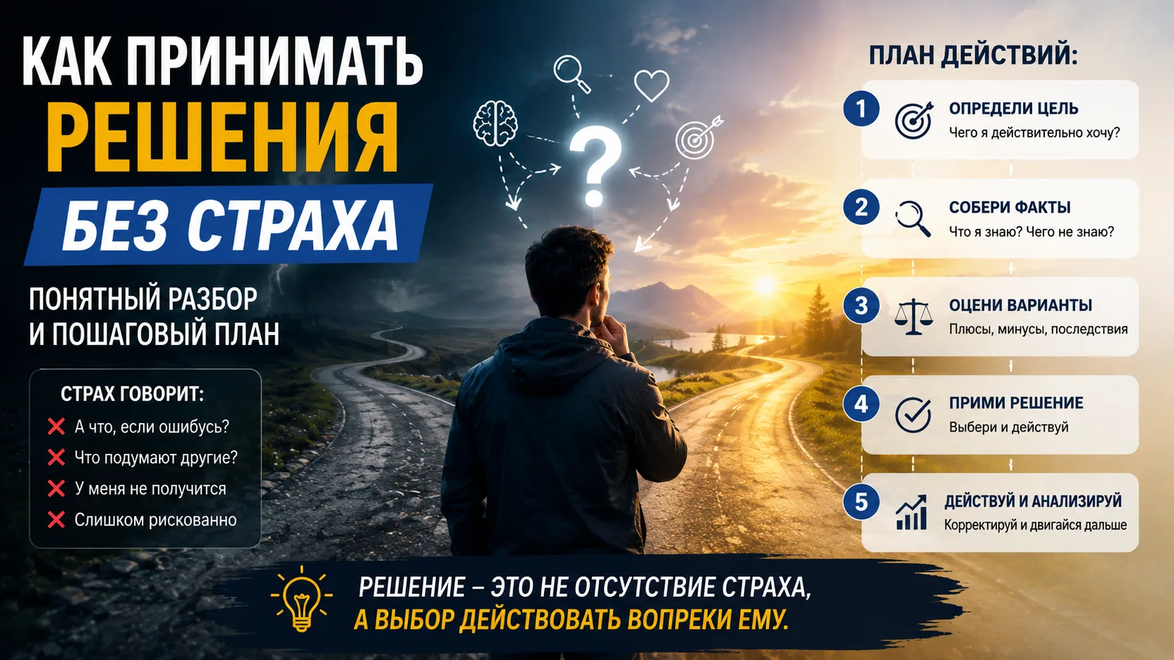 Как принимать решения без страха: понятный разбор и пошаговый план