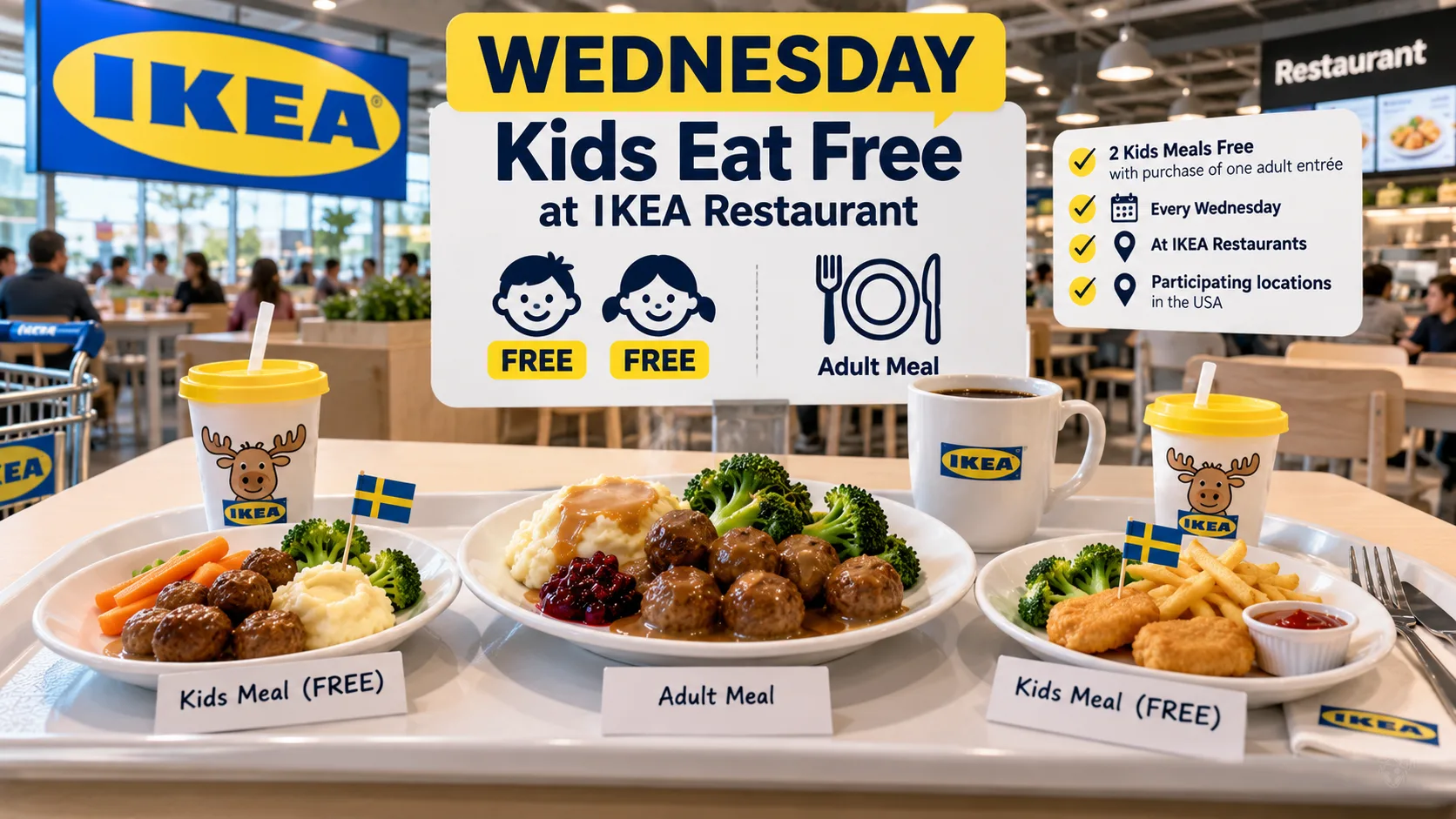 Два детских обеда бесплатно в IKEA США: условия акции и сравнение стран