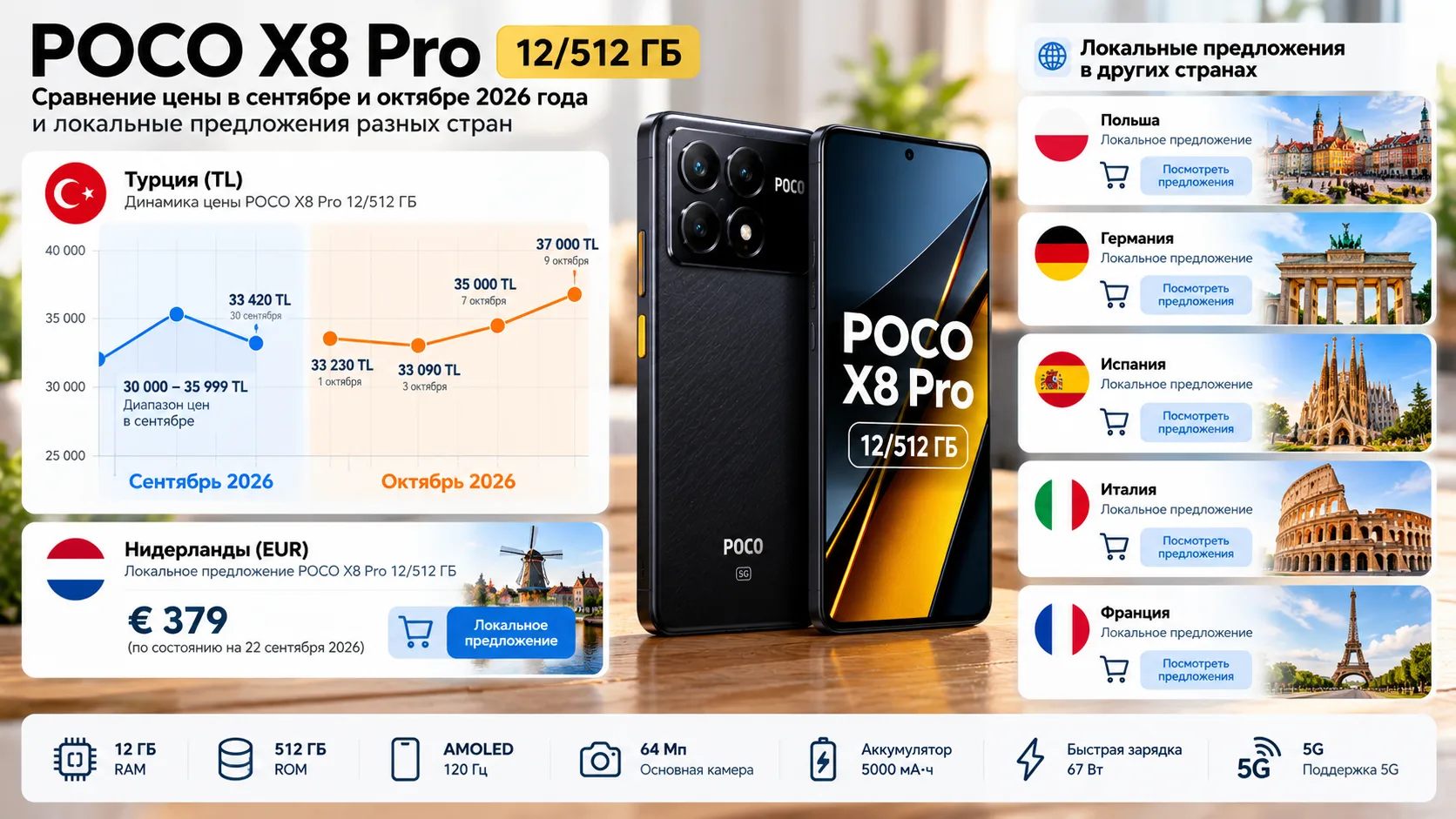 POCO X8 Pro 12/512: скидка 450 AED, но в сентябре было дешевле